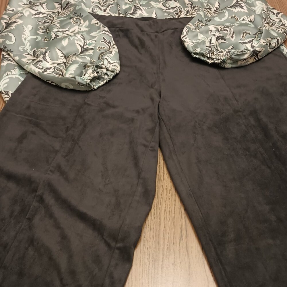 Soft Surroundings Size XL Faux Suede Gray Wide Leg Pull-on Crops